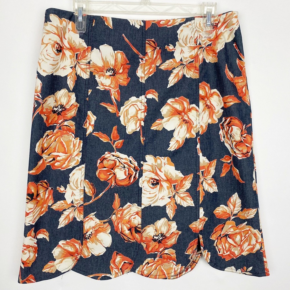Culture NYC‎ Twill Cotton Floral Print A-Line Midi Skirt Women's Size 12